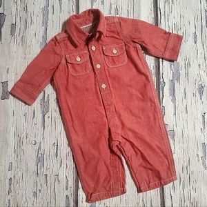 BABY GAP Red Chambray One Piece Bodysuit Coverall 3-6 M Months
